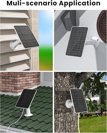 5W Solar Panel Charger Compatible with Arlo Essential 2K Outdoor Camera(2nd Gen)/Essential Outdoor XL(2nd Gen)/Essential Spotlight, IP65 Waterproof 10ft USB-C & Micro USB Cable & Wall Mount, 3 Pack