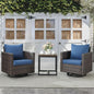 Belord Outdoor Bistro Set 3 Piece Wicker Swivel Rocker Patio Chairs, Oversize Outdoor Rattan Seating Set, Patio Swivel Glider Chairs Wicker Furniture with Metal Side Table for Porch Backyard, Brown