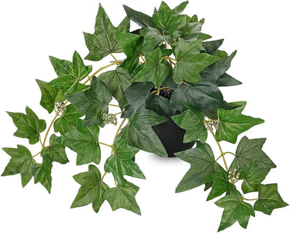 17.7" Artificial Plants Indoor Home Decor, Fake Potted Silk Plants for Shelves, Desks, Living Room, Home & Office Decor, Small Artificial Ivy Vine Plant in Pot, Faux Greenery Tropical Plant, Green