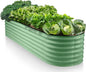 9-in-1 Galvanized Steel Raised Garden Bed // 8×2×1.5 ft Modular Planter for Gardening, Vegetables, Flowers // 18" Tall Metal Raised Garden Beds Outdoor (Light Green) // Patented Design Planter Box