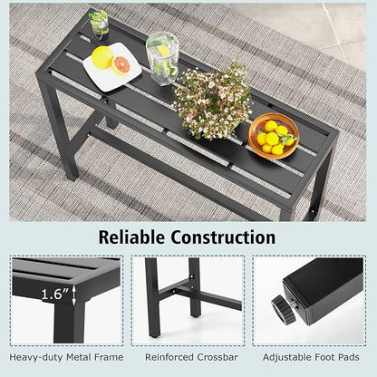 COSTWAY Outdoor Bar Table 48-inch Wide, Narrow Counter Height Dining Table - Image 7