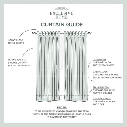 Exclusive Home Cabana Solid Indoor/Outdoor Light Filtering Hook-and-Loop Tab Top Curtain Panel, 54"x96", Winter White, Set of 2