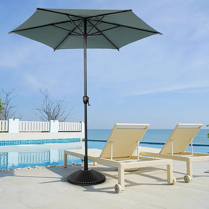 Abba Patio 7.5FT Lyon Outdoor Patio Umbrella Outdoor Table Umbrella with Push Button Tilt and Crank Market Umbrella 6 Sturdy Ribs UV Protection Waterproof for Garden Deck Backyard Pool Grey