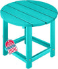 LZRS Round Adirondack Patio Side Table End Table, Outdoor Side Tables for Patio, Backyard,Pool, Indoor Companion, Easy Maintenance & Weather Resistant(Turquoise)
