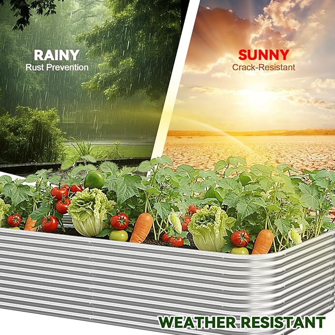 3 Pack Tall 4x2x1.5FT Raised Beds for Gardening, Corrugated Galvanized Steel Raised Garden Bed, Outdoor Metal Above Ground Garden Bed for Vegetables and Flowers