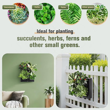 Wall-Mounted Vertical Garden Planter – Ready-to-Use Indoor Wall Planter with 4 Grow Pots – Perfect for Herbs, Succulents & Flowers – No Assembly Required(Black)