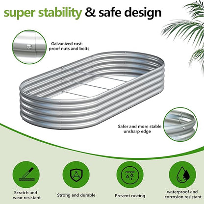 2PCS 6x3x1ft Galvanized Metal Raised Garden Bed Kit,Outdoor Planter Box Vegetables,Flowers,Herbs Durable Rust-Resistant Patio Gardening Beds