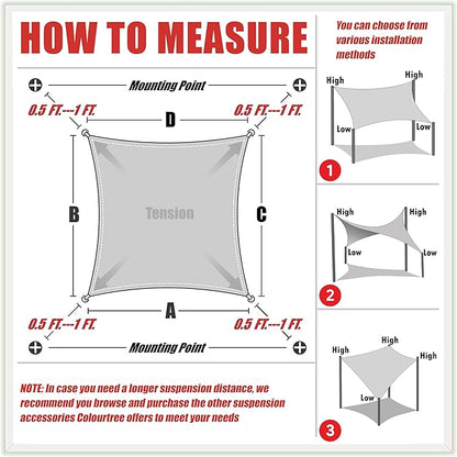 ColourTree TAPR1616 Custom Size 20' x 24' White Sun Shade Sail Canopy UV Block UPF50 Rectangle - Commercial Standard Heavy Duty - 190 GSM - 3 Years Warranty