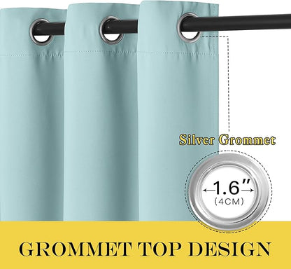 NICETOWN Sliding Door Curtain 84 inches Long, Grommet Privacy Darkening Window Treatment Sound Reducing Room Divider for Bedroom/Kids Room, 1 Panel, Sky Blue, W100 x L84