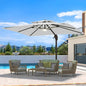 10 X 13 FT Cantilever Patio Umbrella with LED Lights Outdoor Heavy Duty Double Top Windproof Rectangle Offset Umbrellas with 360-degree Rotation for Pool Deck Backyard, Foggy Grey