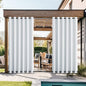 NICETOWN Privacy Outdoor Curtains for Patio Waterproof 2 Panels, Thermal Insulated Light Reducing Cold & Heat Block Rustproof Top & Bottom Grommet Windproof for Balcony, Greyish White, W84 x L95