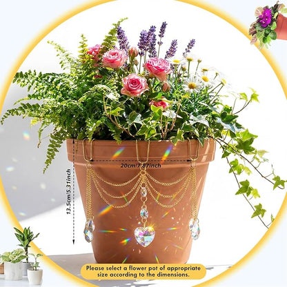 Sun Catcher Plant Hanger with Beads and Glass Crystal Beaded Plant Accessories for Indoor Home Rainbow Decor Pot Accessory(Flower Pot Not Included) (Heart)