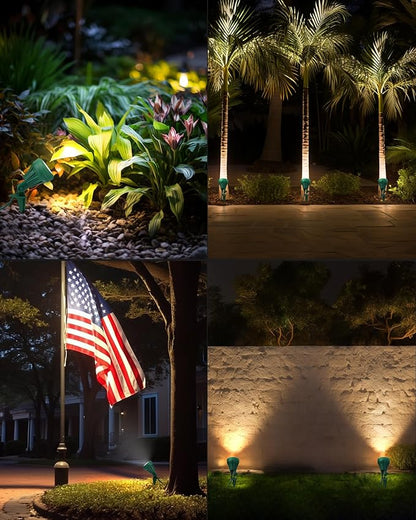 DEWENWILS 120V Spotlight Outdoor, 500LM Waterproof LED Spot Light with 3 Extra Lenses (Red Yellow Green), Landscape Lighting for Holiday, Trees, Flag, 5FT Extension Cord, UL Listed