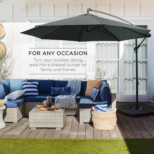 Offset Cantilever Hanging Market Patio Umbrella, 10ft
