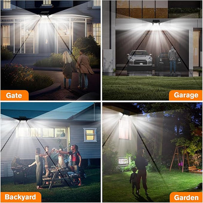 Solar Lights Outdoor, Quick Charge Solar Motion Deck Lights Outdoor for Deck with 158LEDs High Brightness, Larger Built-in Tempered Glass Panel, Sensitive PIR Motion Inductor (Remote,1 Pack)