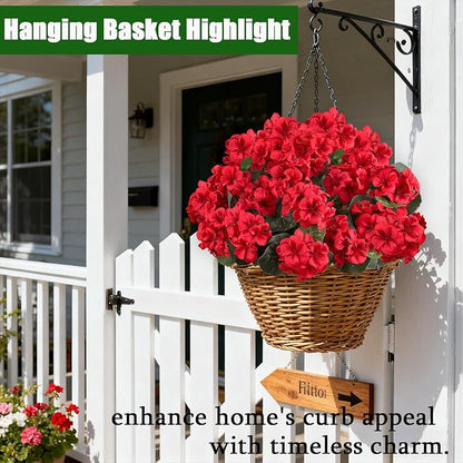 Artificial Flowers for Outdoors, 6 Bundles Realistic Silk Fake Red Geraniums, No Fade Faux Plastic Flowers for Outdoor Planters, Hanging Baskets, Window Boxes, Porch, Patio Decor