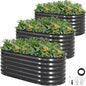 Galvanized Raised Garden Bed Outdoor |17'' Tall Planter Box Outdoor for Deep Root Plants | 3Pcs Raised Bed Kit for Gardening with Rubber Strip for Vegetables Flowers Fruits (Darkgrey, 4x2x1.4FT)