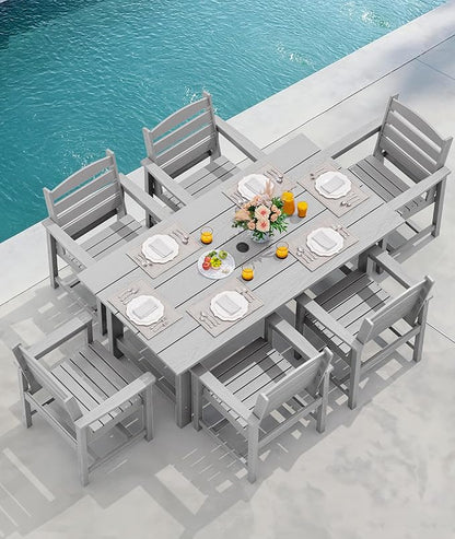 SERWALL Patio Dining Chair Set of 2, Light Gray