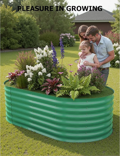GarveeLife 6x3x2 ft Galvanized Raised Garden Bed - 24“ Tall Metal Planter Box for Vegetables, Flowers, Herbs, Rust-Resistant Outdoor Garden Box, Easy Assembly Raised Beds for Gardening, Green