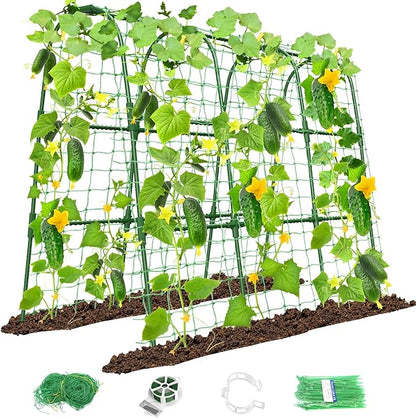 Cucumber Trellis for Raised Bed, U-Shape Garden Trellis for Climbing Plants Outdoor, Metal Arch Trellis for Vegetables, Plant Support for Tomato, Pea, Zucchini (47.2" L×30" W×47.2" H-Medium)