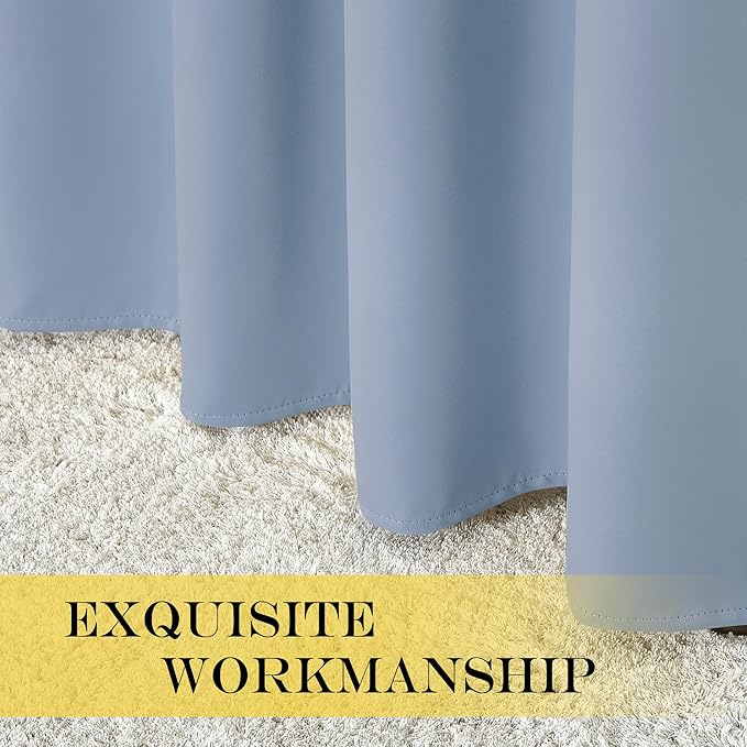 NICETOWN Blackout Vintage Blue Bedroom Curtain 84 inches Long, Grommet Thermal Insulated Room Divider Drape Solid Window Treatment for Sliding Door/Living Room, W100 x L84, 1 Panel