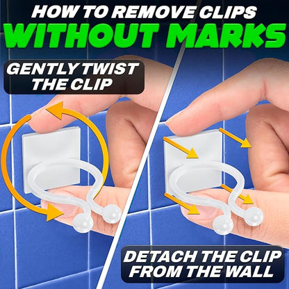 100Pcs Clear Plant Clips for Climbing Plants Indoor - White & Flexible Climbing Plant Wall Clips for Vines - Universal Size Vine Clip Set with Self-Adhesive Mount, Easy Installation and Strong Grip