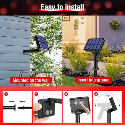 btfarm 4 Pack Solar String Lights Outdoor - 320LED 132FT Solar Fairy Lights Outside Waterproof 8 Modes, Copper Wire Solar Powered Twinkling Lights for Tree Garden Christmas Wedding Party Decor, Red