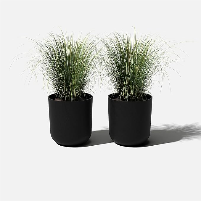 Veradek Round Black Plastic Planter Pots for Indoor/Outdoor Garden Use, with Drainage Holes, Suitable for Small to Large Succulent Plants, Flowers, Modern Interior Plants