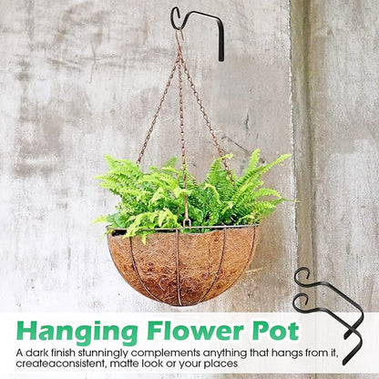 12 Pack Hanging Plant Bracket 7.3 Inches Metal Hook Decorative Straight Hanger for Bird Feeders, Wind Chimes, Flower Baskets, Planters Indoor Outdoor Wall