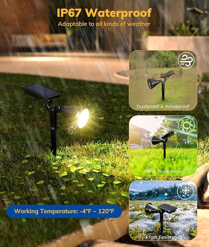Solar Spot Lights for Outside, 21 LED Outdoor Solar Lights for Yard, 4 Pack Solar Spotlights Waterproof Auto On/Off for Landscape, Wall, Garden, Pool, Tree, Pathway and Driveway(Warm White)