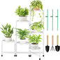 6 Tier Plant Stand Indoor, Tiered Plant Stand Outdoor for Multiple Plants, Corner Plant Shelf for Patio Balcony Porch Garden Living Room House,White