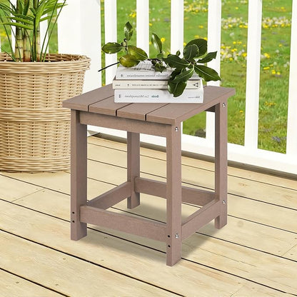LZRS Adirondack Square Outdoor Side Table for Patio, Pool Composite Patio Table,HDPE End Tables for Backyard,Pool, Indoor Companion, Easy Maintenance & Weather Resistant(Weathered Wood)