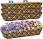 HFHOME 4 Pcs 30" Window Box Deck Railing Planter with Horse Trough Coco Liners, Black Metal Hanging Flower Planters Baskets for Indoor, Outdoor, Balcony, Porch, Fence, Patio, and Lawn