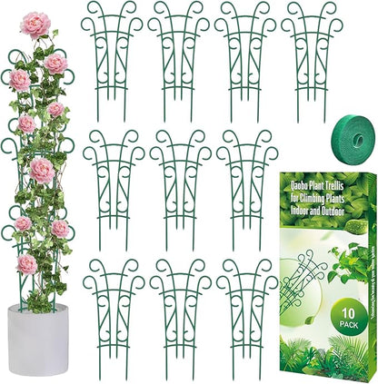 10 Pack Indoor Plant Trellis for Potted Plants, Stackable Garden Trellis for Climbing Plants Outdoor, Small Trellis for Houseplants Rose Hoya Pothos Plant Climber Support