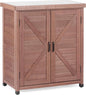 Outdoor Potting Bench with Storage Cabinet and Metal Top, Wood Workstation for Outdoor Patio, Garden (Coffee Brown, 31x17x36‘’)