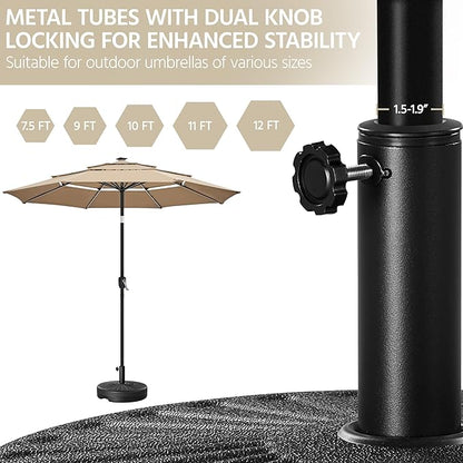 Yaheetech Umbrella Base 85.7lbs Round Water & Sand Filled Patio Outdoor Umbrella Stand with Steel Umbrella Holder Suit for Dia 1.5'' or 1.9'' Umbrella Pole, Black