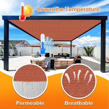 Artpuch 90% Sun Shade Cloth, 4 x 24 FT Pergola Shade Cover Canopy with Grommets, Sun Screen Fabric Tarp for Patio, Outdoor, Garden, Backyard, Rust Red