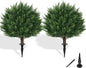 Artificial Cypress Topiary Tree with Ground Spike, Set of 2 Artificial Shrub Bushes, Fake Evergreen Tree for Porch, Artificial Plants for Outdoor Planters Indoor UV Resistant