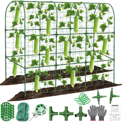 Cucumber Trellis for Raised Bed 51 x 50 Inch U-Shape Garden Trellis for Climbing Plants Outdoors Metal Garden Cucumbers Arch Trellis, Cucumber Plant Support for Tomato, Pea, Zucchini, Vine Flower