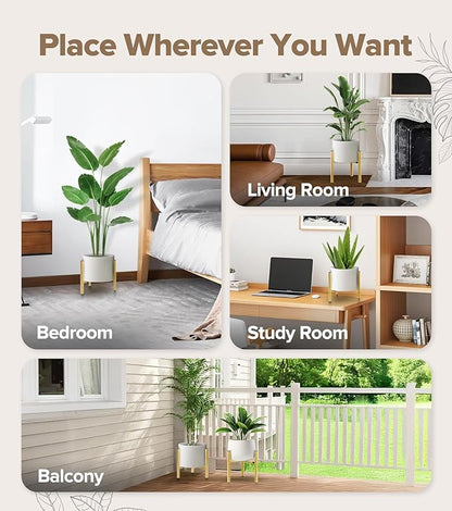 Plant Stand Indoor Adjustable, Metal Modern Indoor Plant Stand, Heavy Duty Plant Stands Outdoor Corner, Stable Plant Holder, Fits 8 to 12 Inches Pots, Gold, 1 Pack, Pot & Plant Not Included