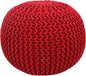COTTON CRAFT - Hand Knitted Cable Style Dori Pouf - Red - Floor Ottoman - Cotton Braid Cord - Handmade & Hand Stitched - Truly one of a Kind Seating - 20 Dia x 14 High