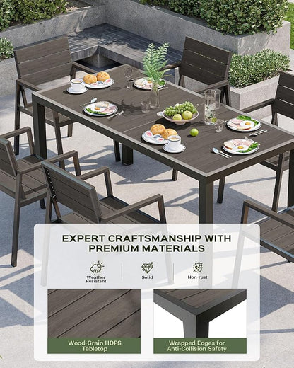 Outdoor Dining Chairs Set of 2, HDPS + Aluminum Patio Dining Chairs with Ergonomic Design and Wide Seat, 2 Piece Outdoor Chairs for Garden, Backyard, Deck (Charcoal)