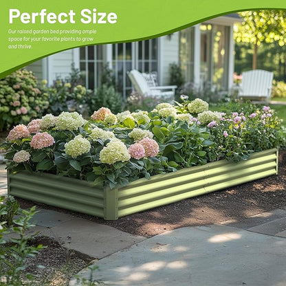 2PCS 8x4x1FT Galvanized Raised Garden Bed, Galvanized Planter Raised Garden Boxes Outdoor, Large Metal Raised Garden Beds for Vegetables-Green
