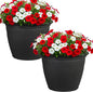 Sunnydaze 24-Inch Anjelica Large Plastic Pot for Plants - Outdoor Double-Walled Large Plastic Planter with Drillable Drainage Holes - Matte Black - 2pk