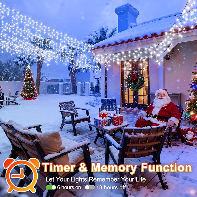 String Lights 100ft, 1216 LED Cool White, 8 Lighting Modes, IP44 Outdoor
