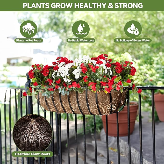 2Pcs Trough Coco Liner 30" Coco Coir Liners for Planters, Liners for Window Boxes Liners, Wall Basket Planters, Railing Hanging Baskets, Garden Planter Baskets