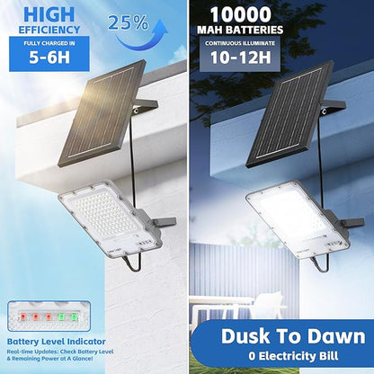 200W Solar Flood Light Outdoor 40000LM 6500K LED Solar Street Light with Remote, IP66 Waterproof Dusk to Dawn Outdoor Security Lighting, 13FT Cable Splitted Solar Powered Lamp for Parking Lot Garage