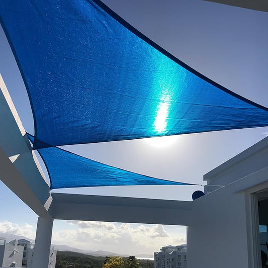 SUNNY GUARD Sun Shade Sail 16'x16'x16' Triangle Blue UV Block Sunshade for Backyard Yard Deck Patio Garden Outdoor Activities and Facility(We Make Custom Size)