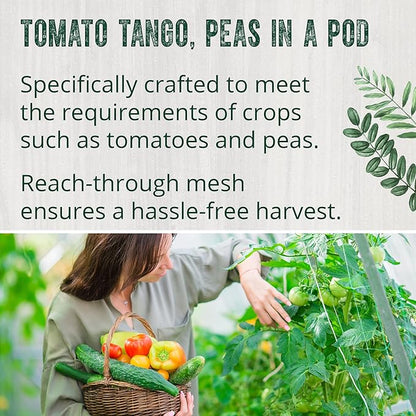 Dalen Jute Trellis for Vining Crops - Natural Strength, Easy Harvest Reach-Through Mesh - Ideal for Tomatoes and Peas – 150 sq ft.