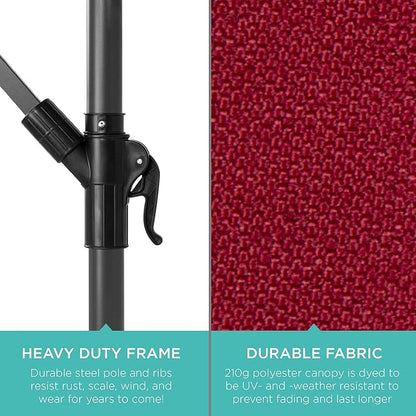 Best Choice Products 10ft Offset Cantilever Hanging Market Patio Umbrella, 8 Sturdy Ribs, Easy Adjustment - Burgundy